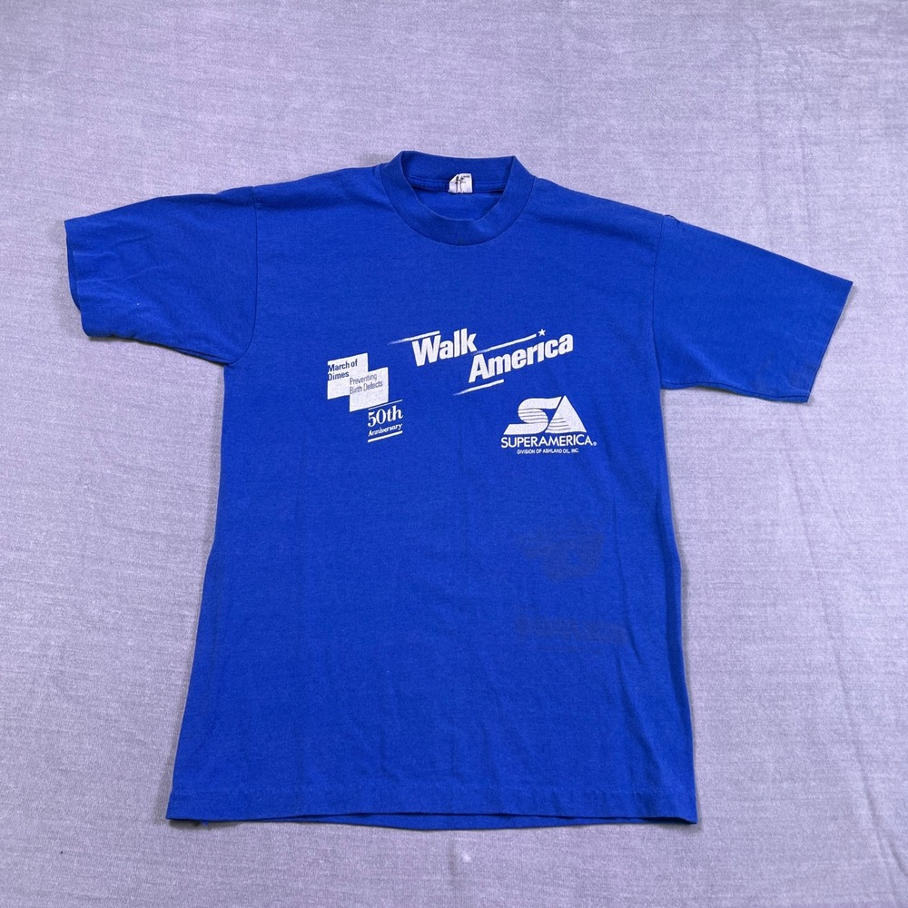 Belton Walk America March of‎ Dimes Vintage Graphic T-Shirt Mens Medium Blue